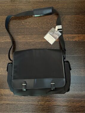 Dunhill Black Men's Messenger Laptop Bag with Adjustable Strap